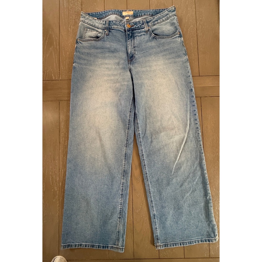 KUT from the Kloth Selena Jeans Womens 12 Light Wash Blue Baggy Straight Leg Low